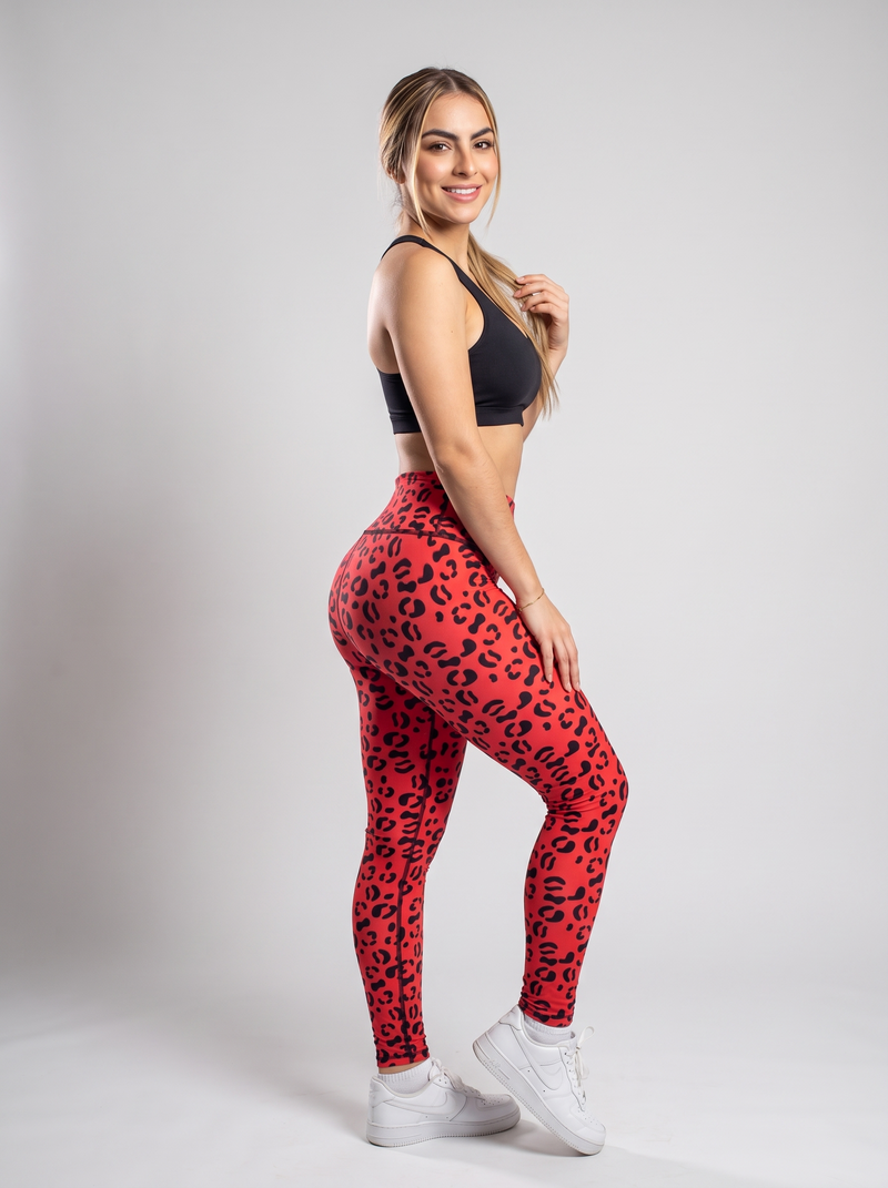 Leggins Animal Print Rojo - vista 3/4