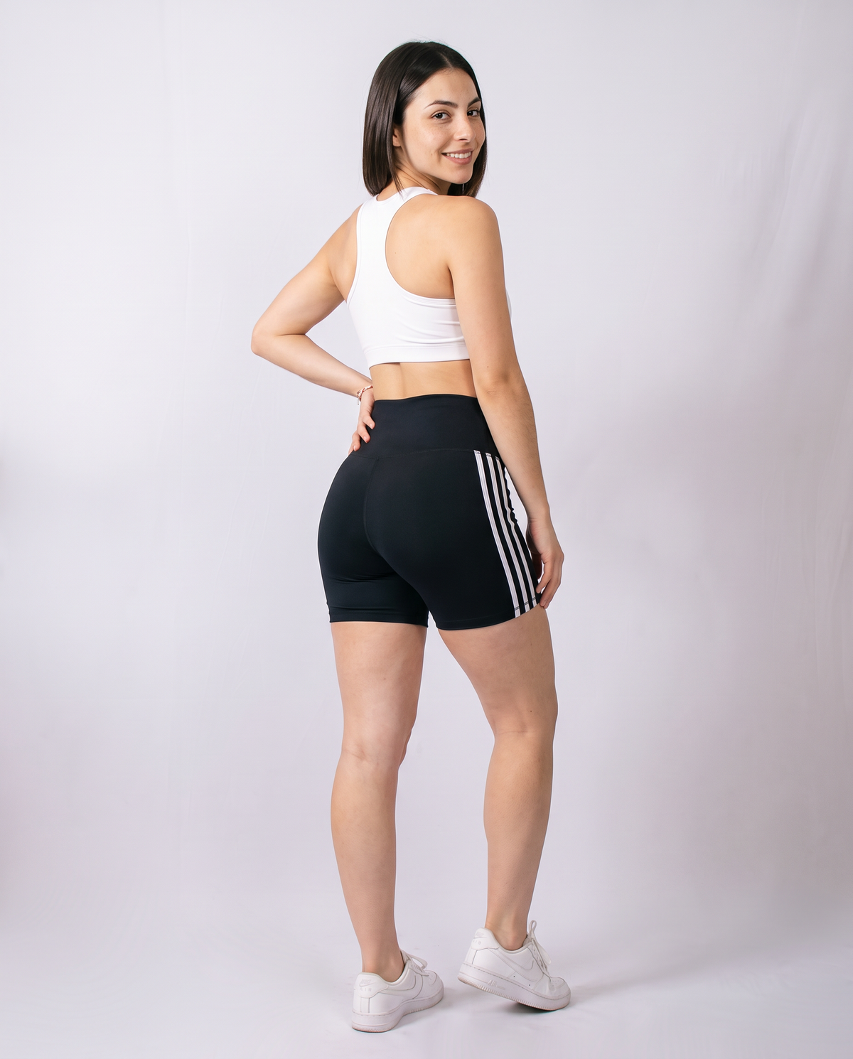 Short Line Black LR - espalda con rayas