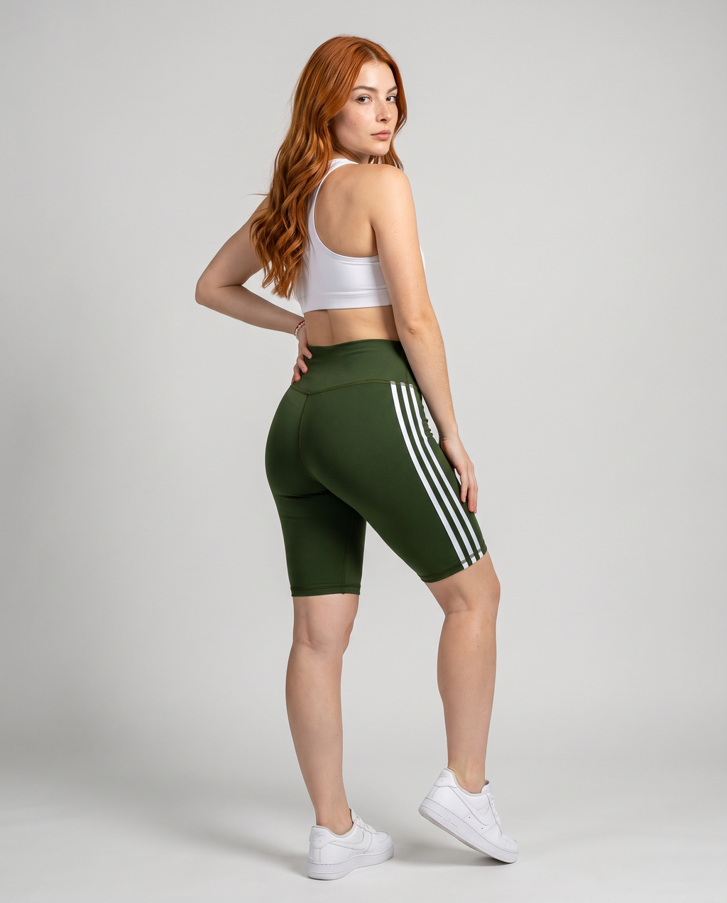 Biker Line Verde Militar - espalda con rayas