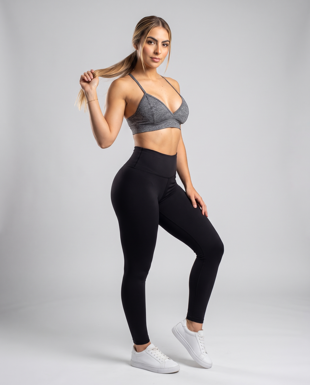 Top Bra Gris Jaspe - vista 3/4