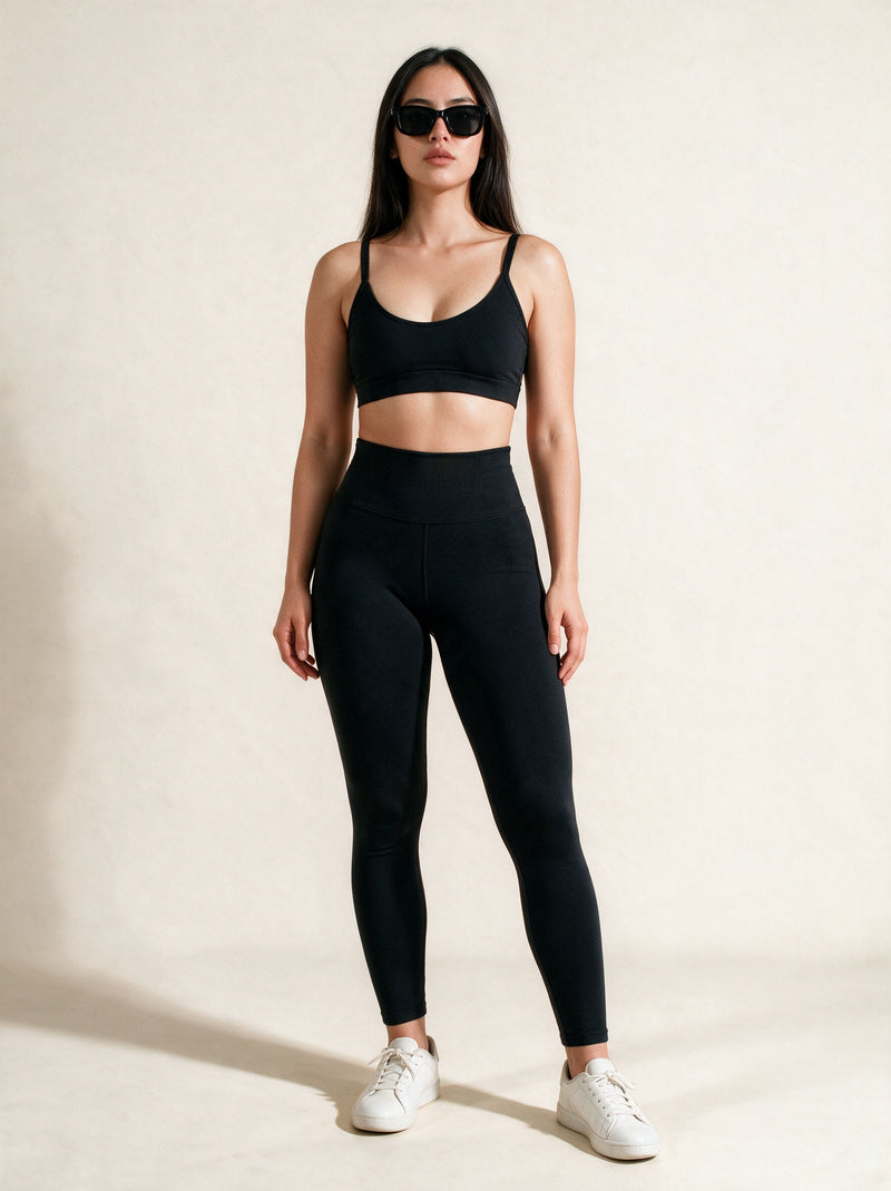 Leggins Powernet negro control abdomen — vista frontal | LincRock