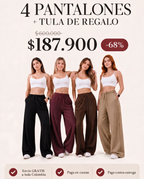 Pack de 4 pantalones Palazzos vinotinto mas tula de regalo por $187.900