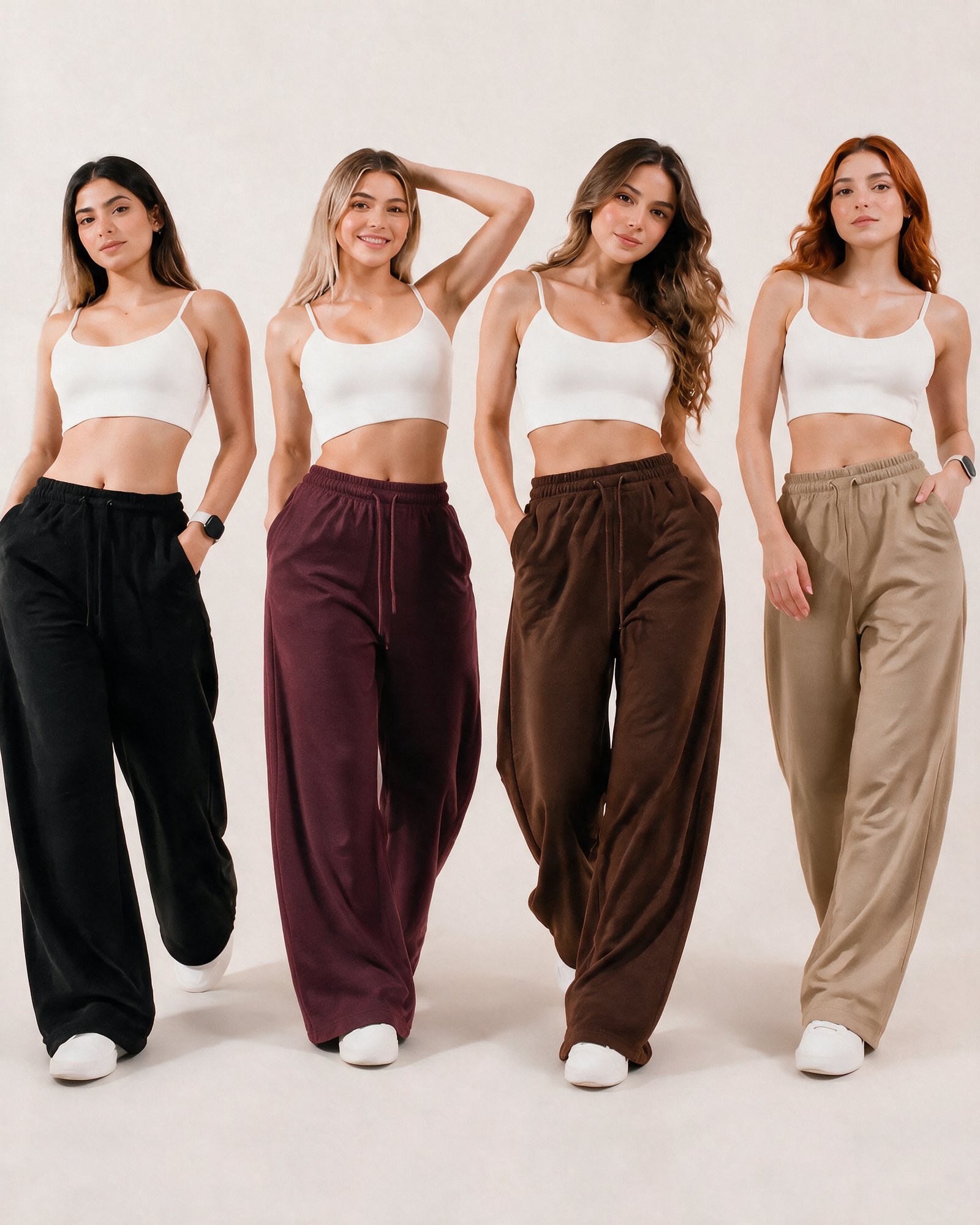 Pack 4 Palazzos vinotinto vista de frente