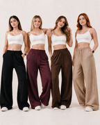 Pack 4 pantalones Palazzos: vinotinto, negro, cafe y beige