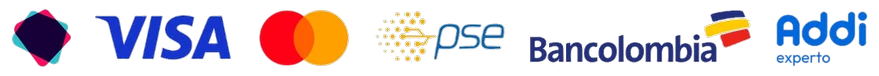 Métodos de pago: Nequi, Visa, Mastercard, PSE, Bancolombia, Addi